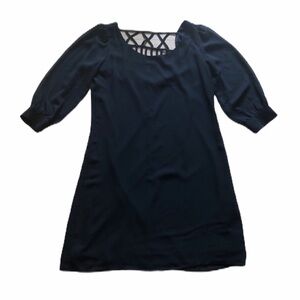 Three Hearts black lightweight 3/4 sleeve sheath mini dress size XS